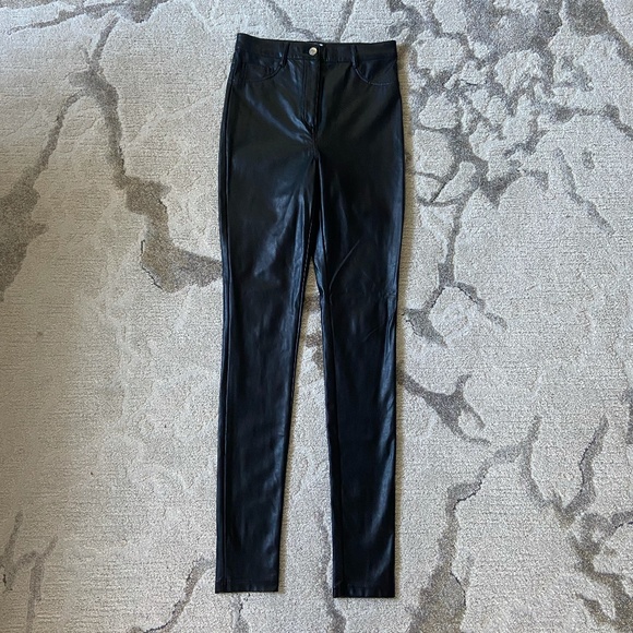 Wilfred Free // High-Waisted Vegan Leather Pants // Size 4 // Black - Picture 2 of 9